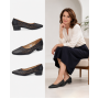 pantofi dama negri din piele naturala perforati cu toc mic gros clp03n